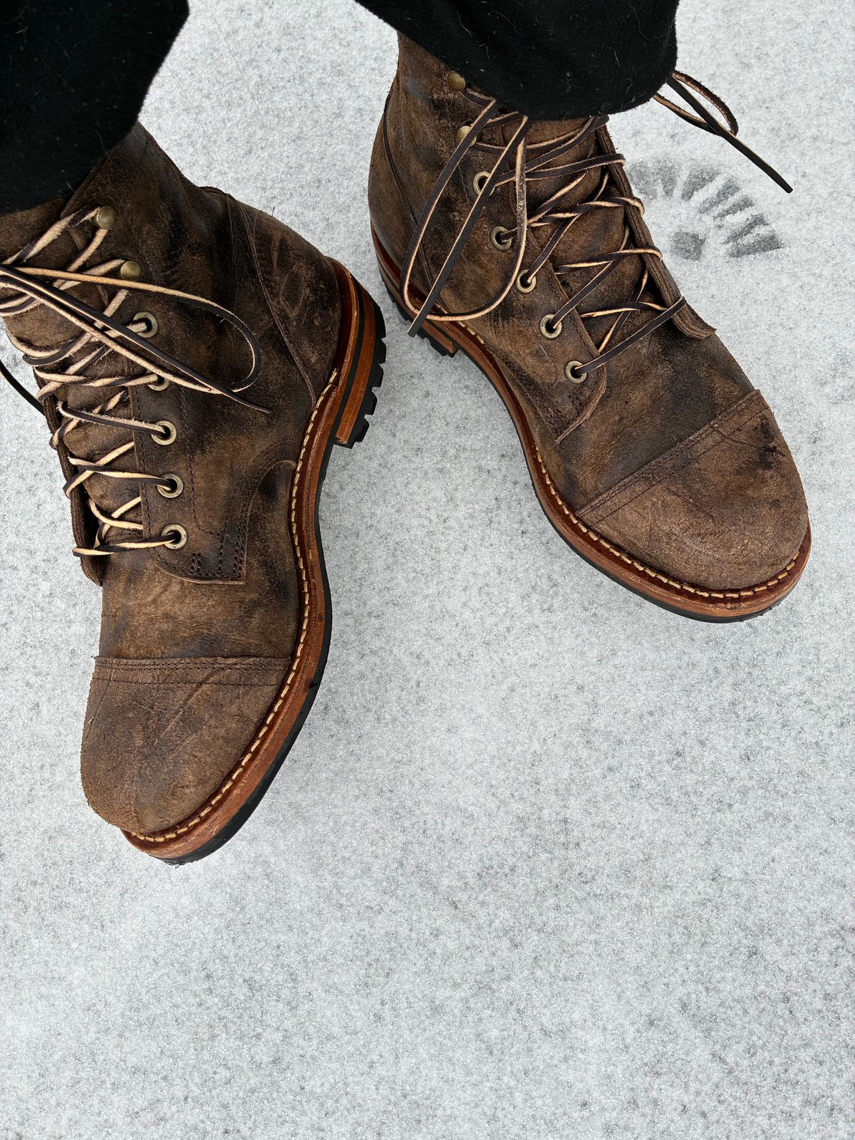 Photo by BobbyV on January 25, 2026 of the Truman Cap Toe Boot in C.F. Stead Stone Rambler.