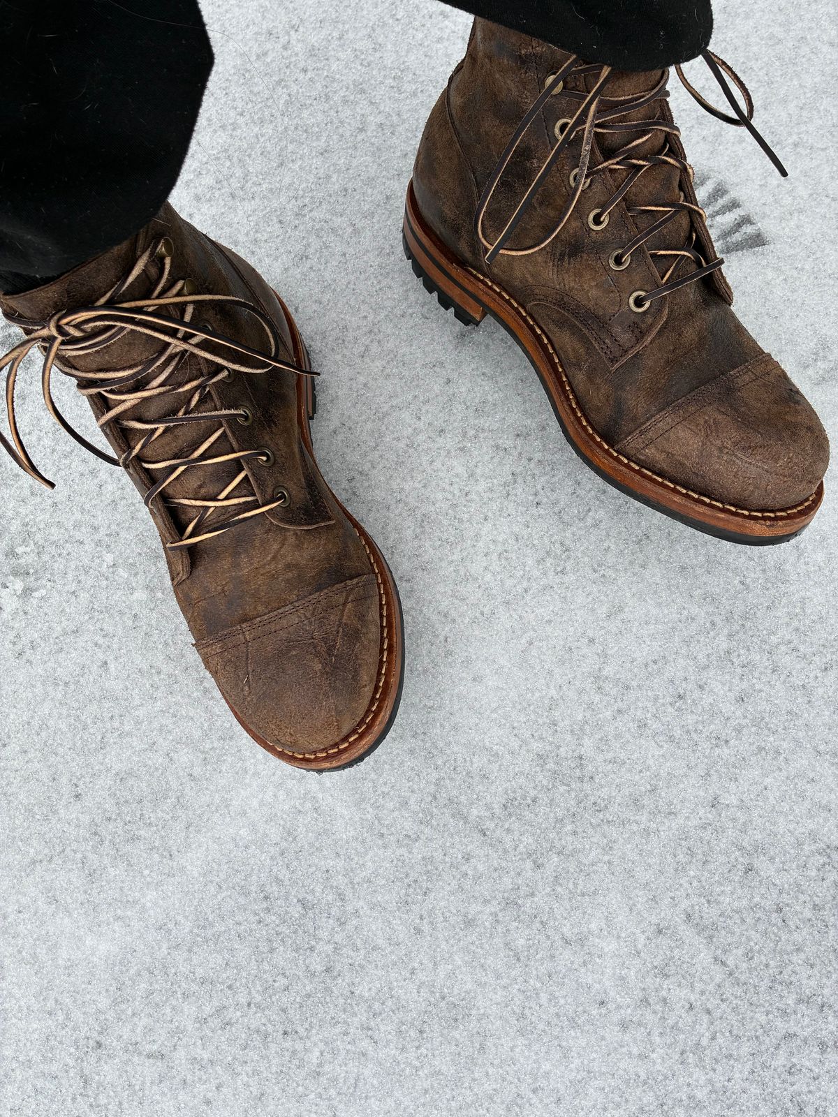 Photo by BobbyV on January 25, 2026 of the Truman Cap Toe Boot in C.F. Stead Stone Rambler.