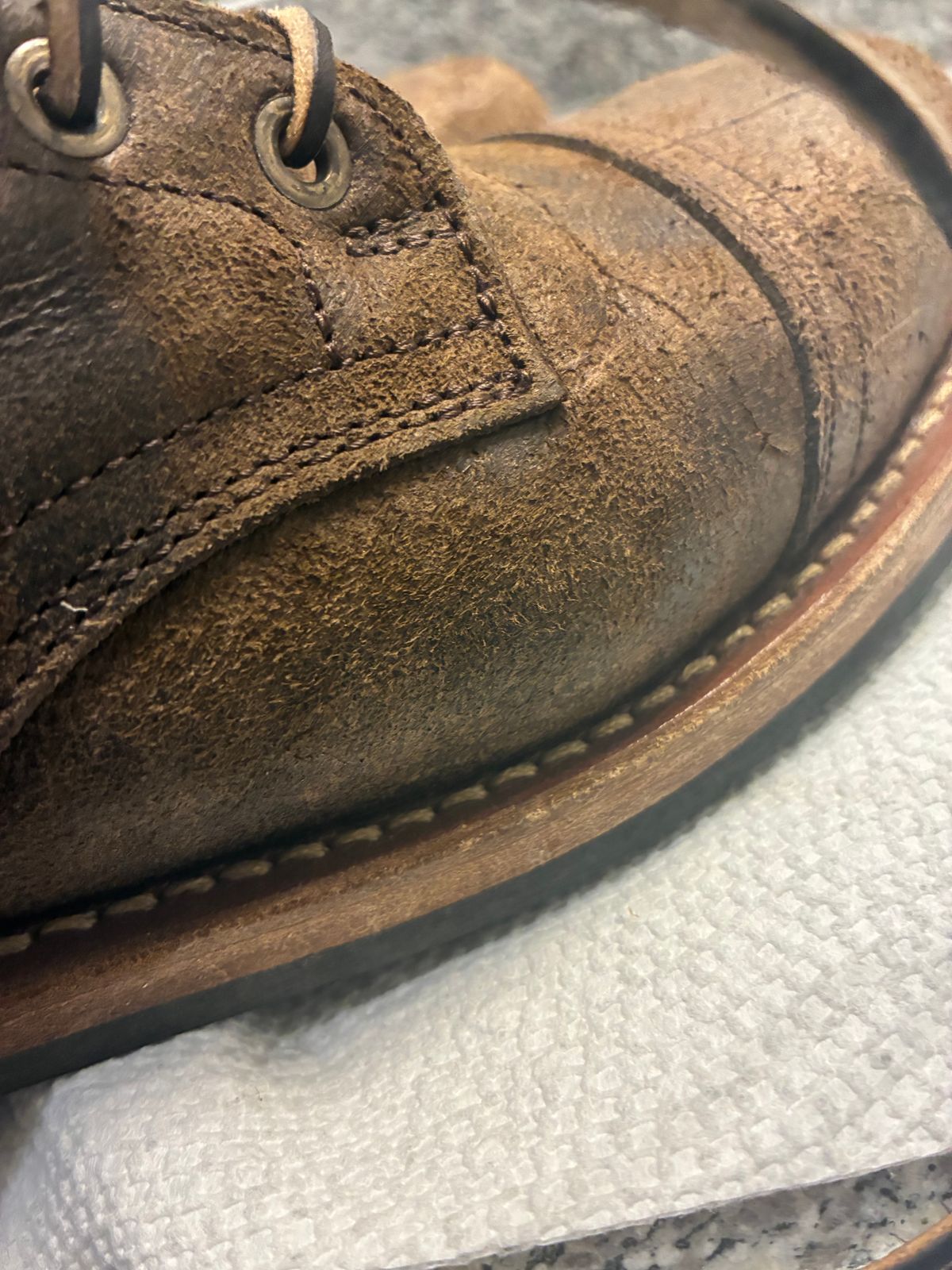 Photo by BobbyV on April 3, 2026 of the Truman Cap Toe Boot in C.F. Stead Stone Rambler.