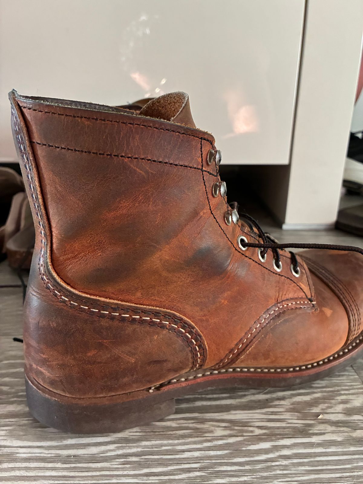 Photo by BobbyV on April 16, 2026 of the Red Wing Iron Ranger in S.B. Foot Copper Rough and Tough.