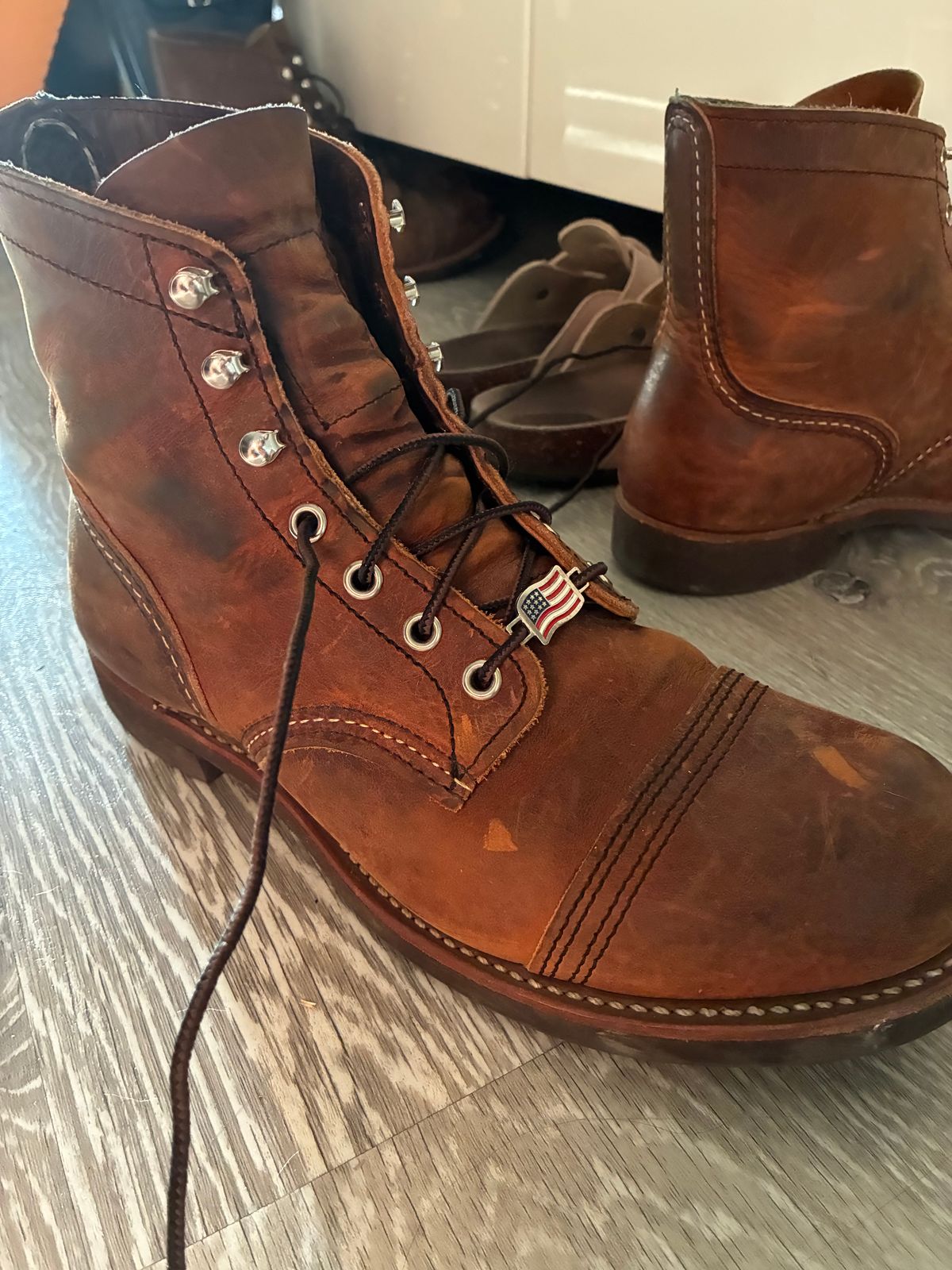 Photo by BobbyV on April 16, 2026 of the Red Wing Iron Ranger in S.B. Foot Copper Rough and Tough.