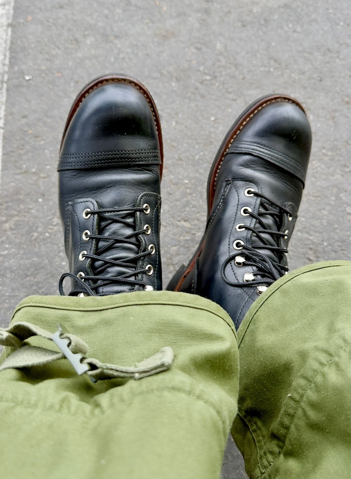 Photo by SundayDuffer on April 19, 2025 of the Red Wing 8084 Iron Ranger Black Harness in Black Bison.