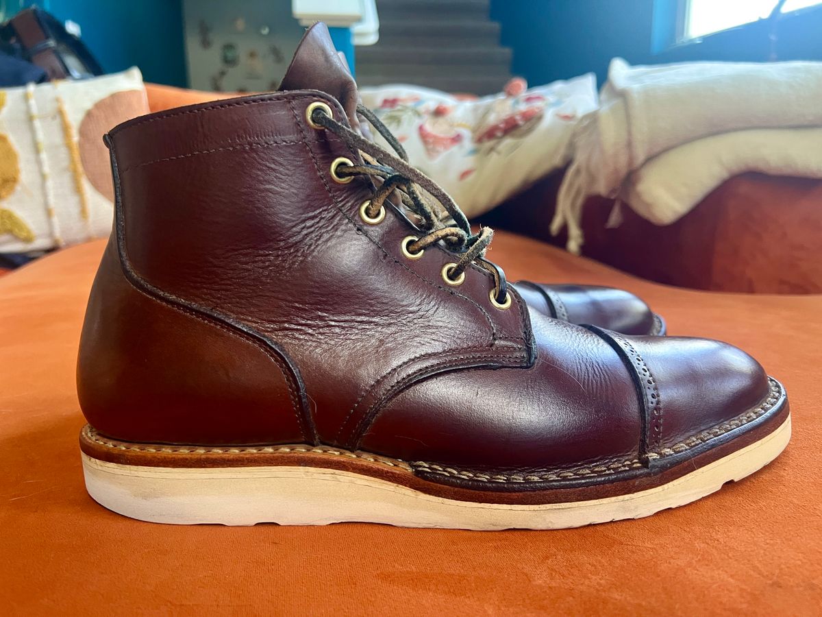 Photo by Solis on October 5, 2025 of the Viberg Service Boot in Horween Brown Chromexcel.