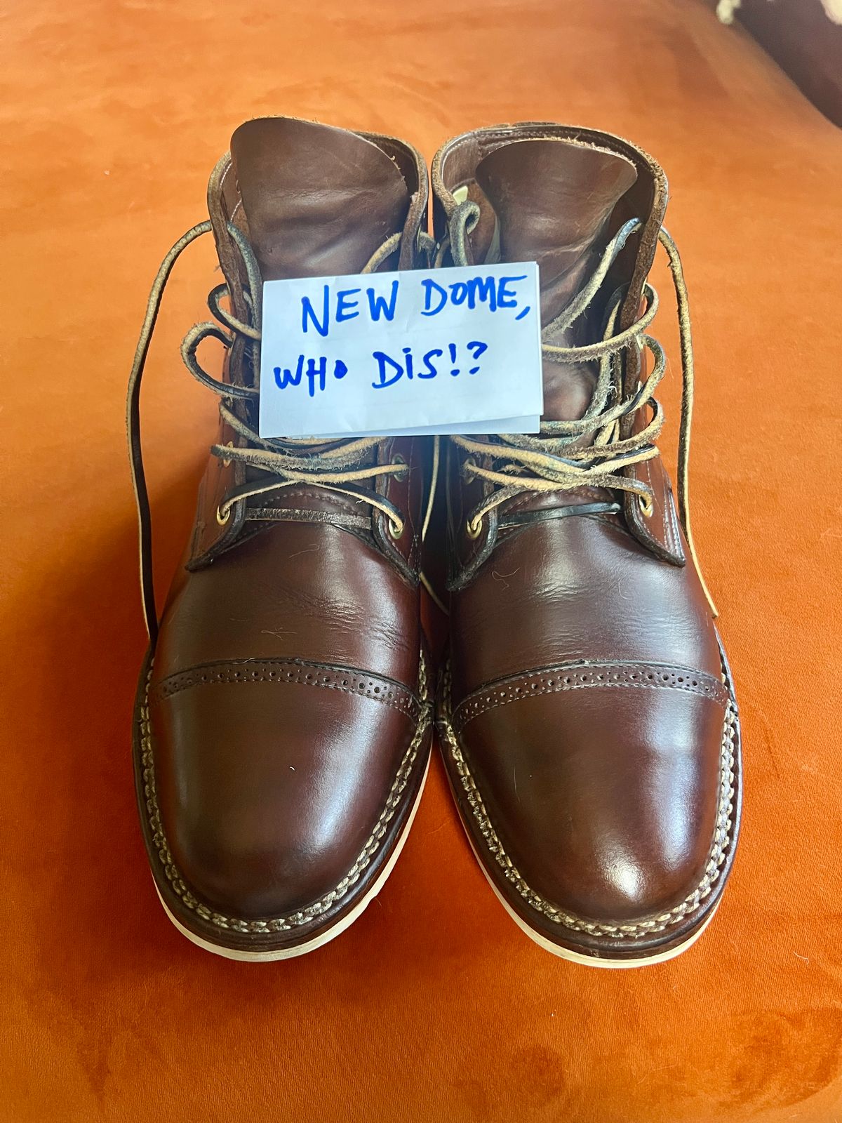 Photo by Solis on October 5, 2025 of the Viberg Service Boot in Horween Brown Chromexcel.