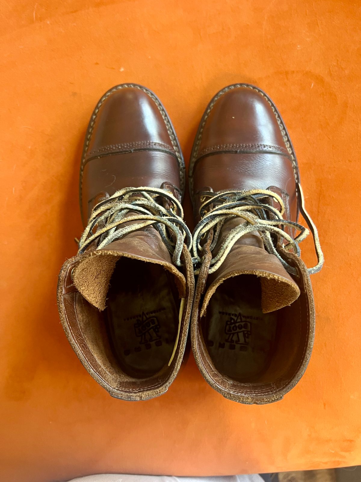 Photo by Solis on October 5, 2025 of the Viberg Service Boot in Horween Brown Chromexcel.