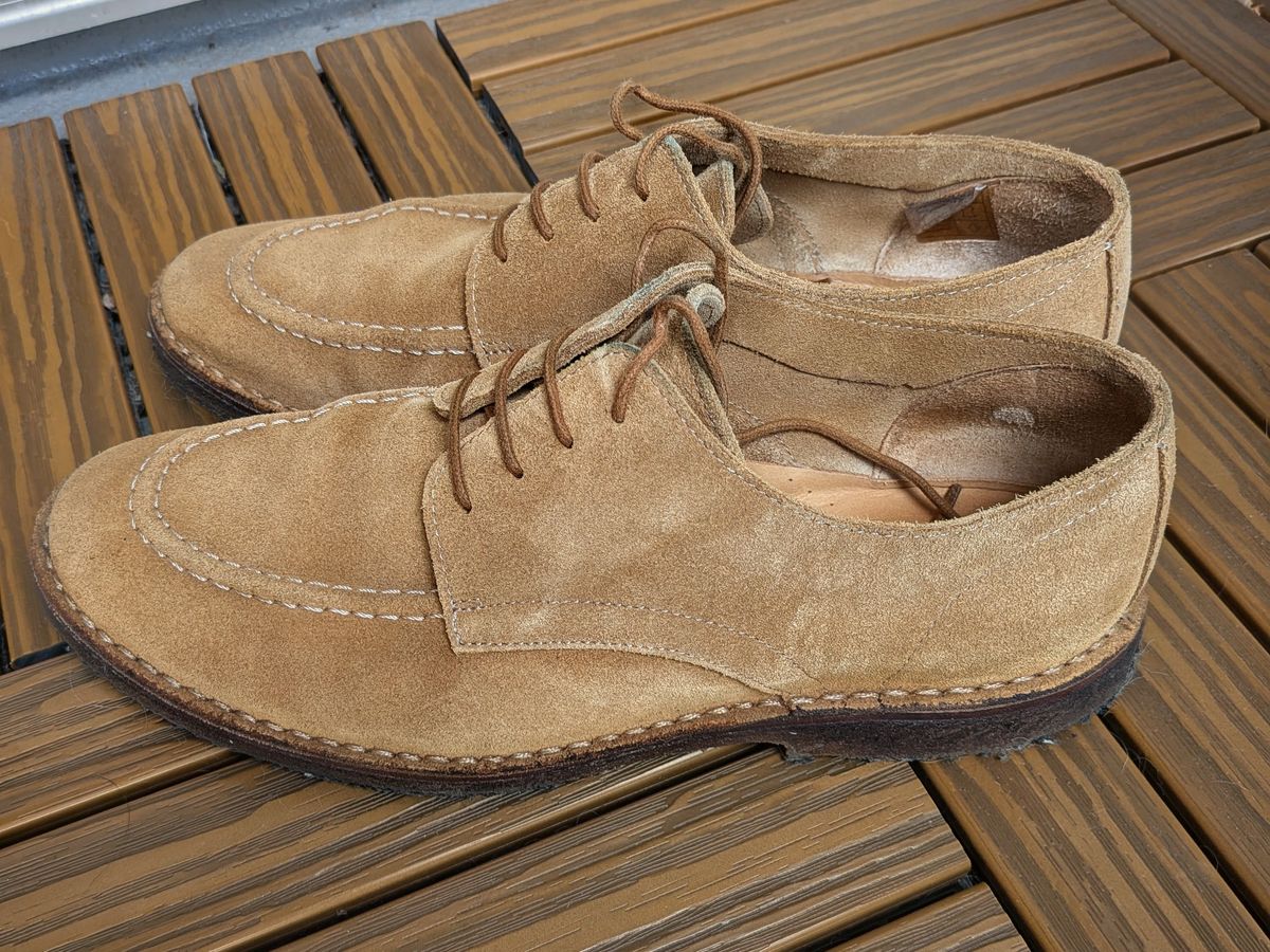 Photo by booty on August 7, 2025 of the Drake's Suede Chard Derby in Suede.