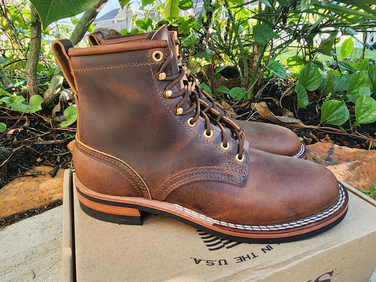 Photo by Yellowfin2na on October 1, 2025 of the Nicks Falcon in Horween Orange Predator.