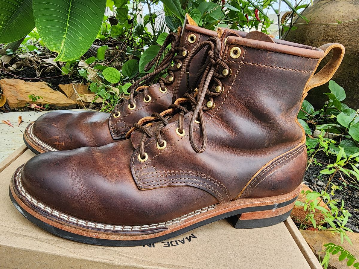 Photo by Yellowfin2na on November 1, 2025 of the Nicks Falcon in Horween Orange Predator.