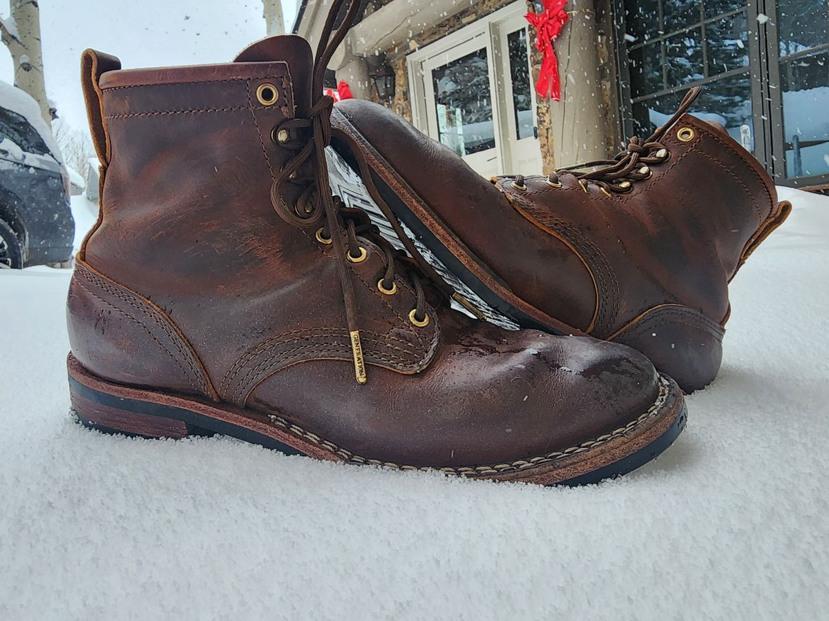 Photo by Yellowfin2na on December 6, 2025 of the Nicks Falcon in Horween Orange Predator.