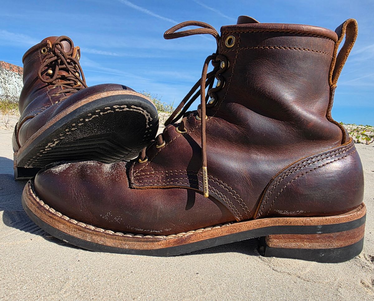 Photo by Yellowfin2na on January 1, 2026 of the Nicks Falcon in Horween Orange Predator.