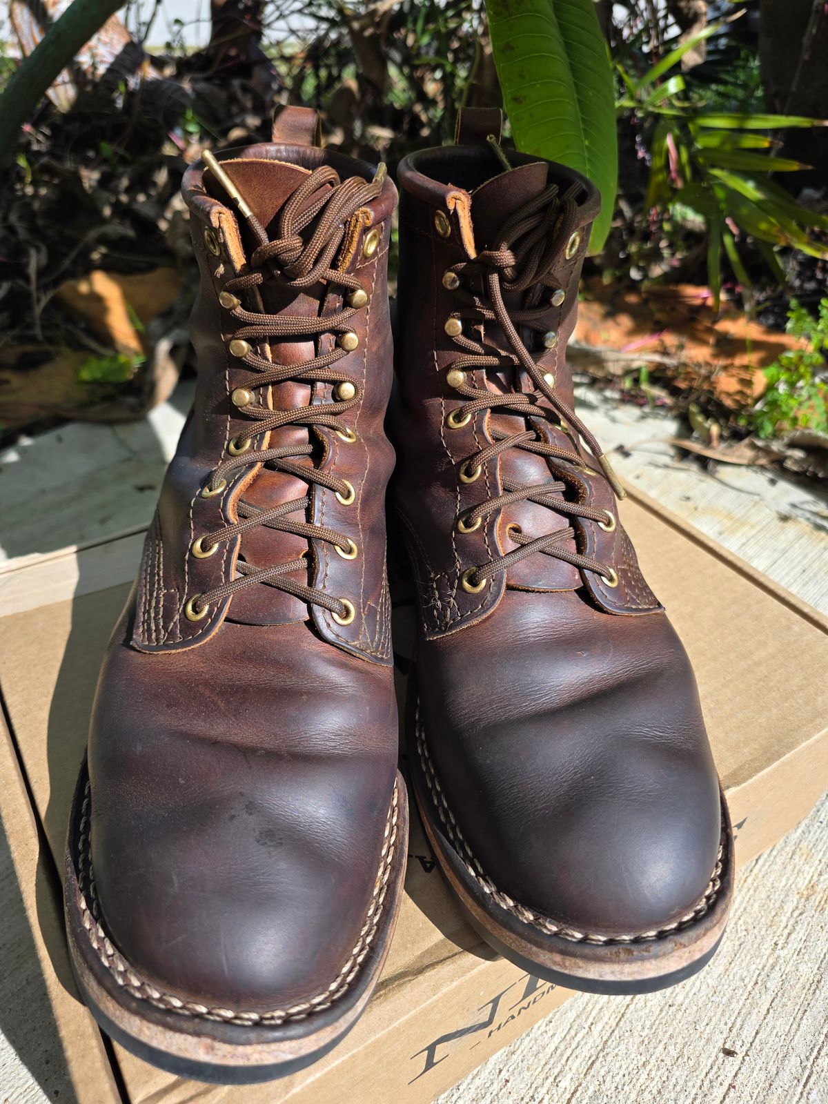 Photo by Yellowfin2na on January 1, 2026 of the Nicks Falcon in Horween Orange Predator.