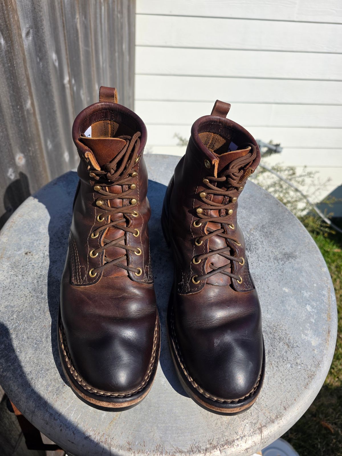 Photo by Yellowfin2na on January 31, 2026 of the Nicks Falcon in Horween Orange Predator.