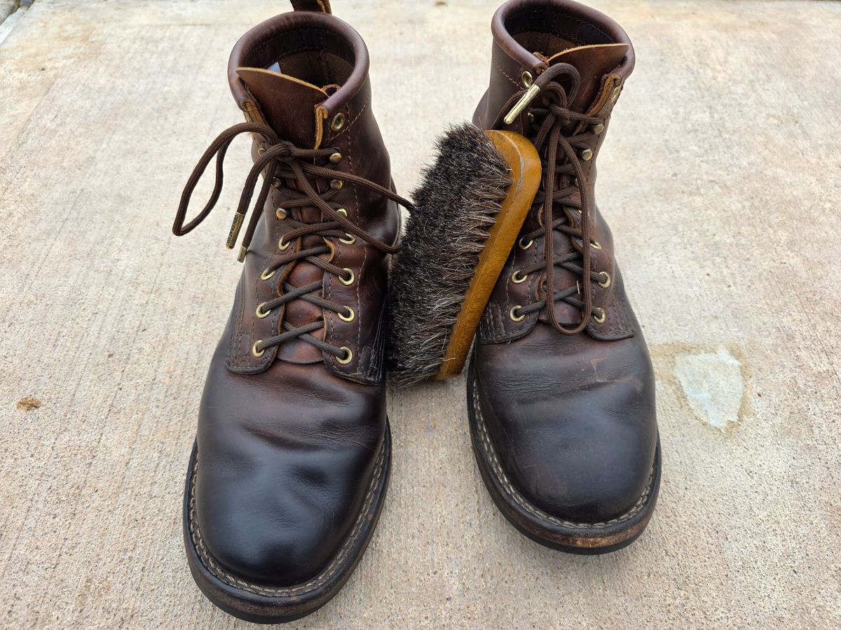 Photo by Yellowfin2na on February 19, 2026 of the Nicks Falcon in Horween Orange Predator.