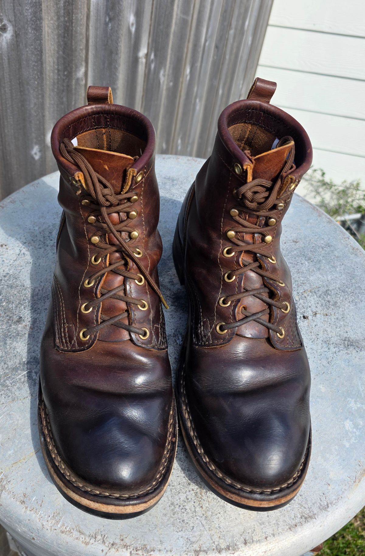 Photo by Yellowfin2na on March 2, 2026 of the Nicks Falcon in Horween Orange Predator.