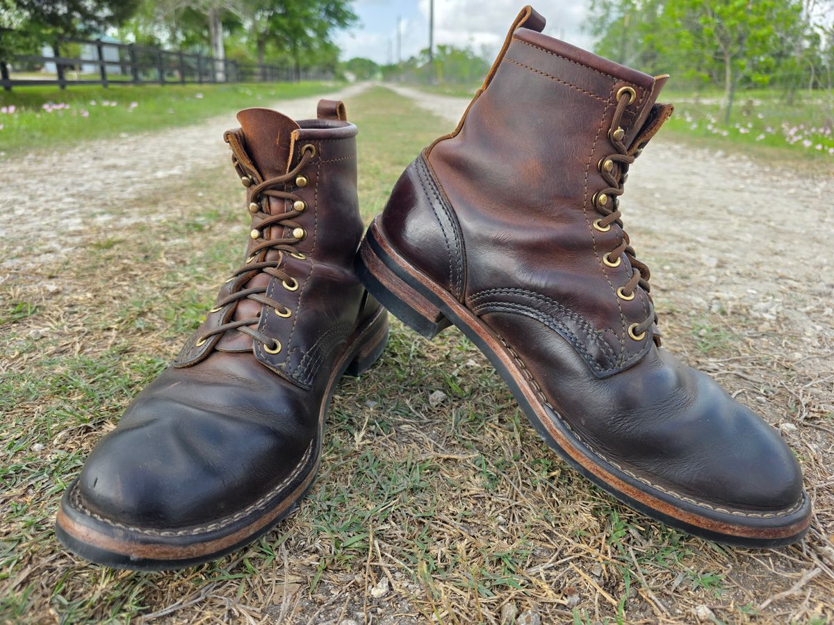 Photo by Yellowfin2na on March 31, 2026 of the Nicks Falcon in Horween Orange Predator.