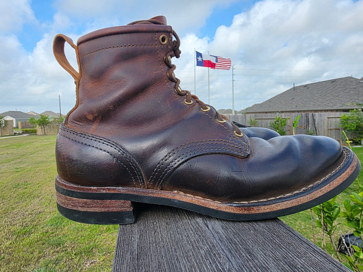 Photo by Yellowfin2na on April 1, 2026 of the Nicks Falcon in Horween Orange Predator.