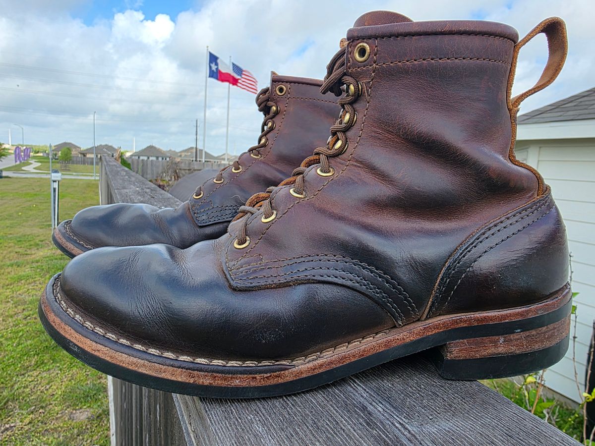 Photo by Yellowfin2na on April 1, 2026 of the Nicks Falcon in Horween Orange Predator.