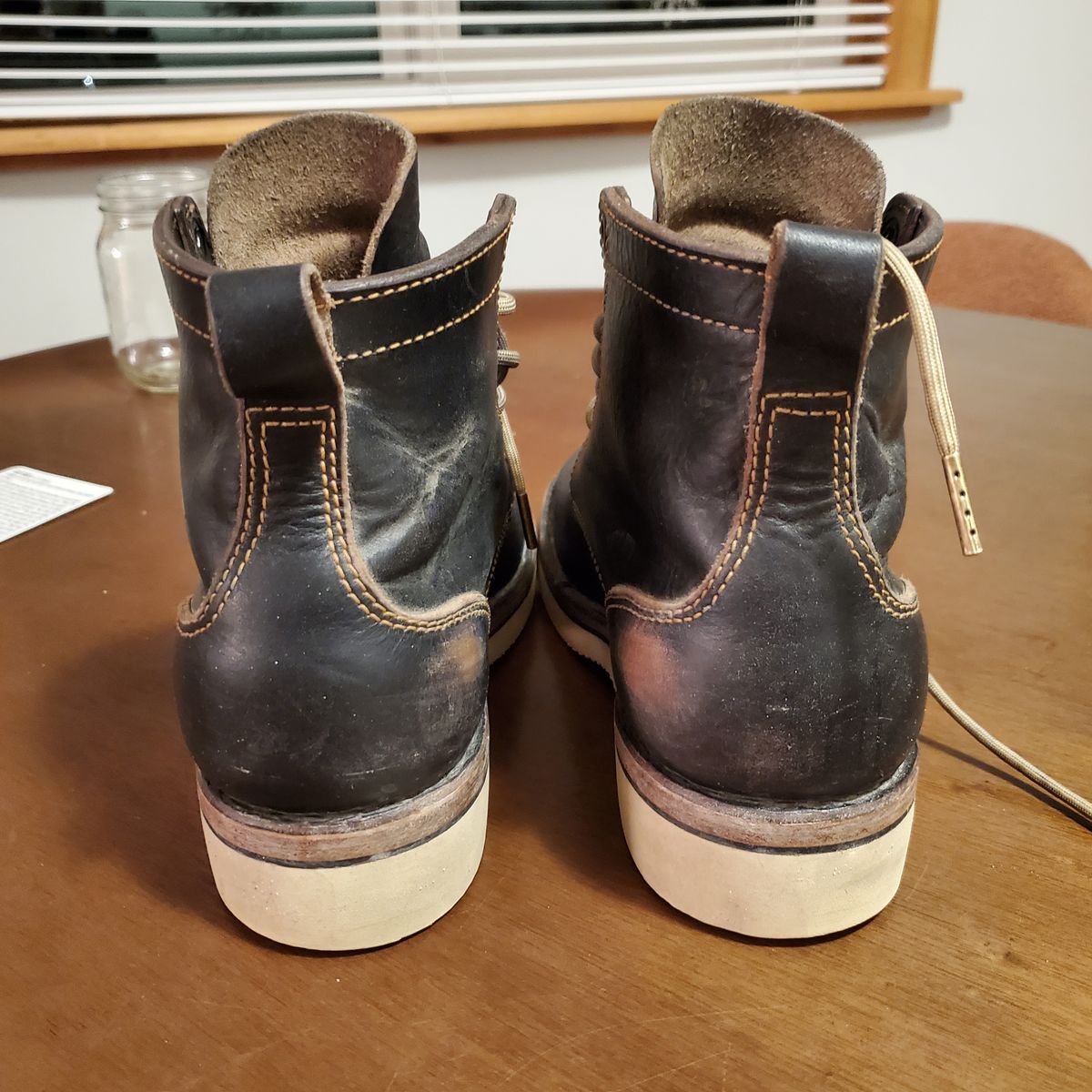 Photo by Branda_Shirlean_Avis on February 6, 2025 of the BHHB Pull-Top Moc in Horween Tumbled Black Chromexcel.