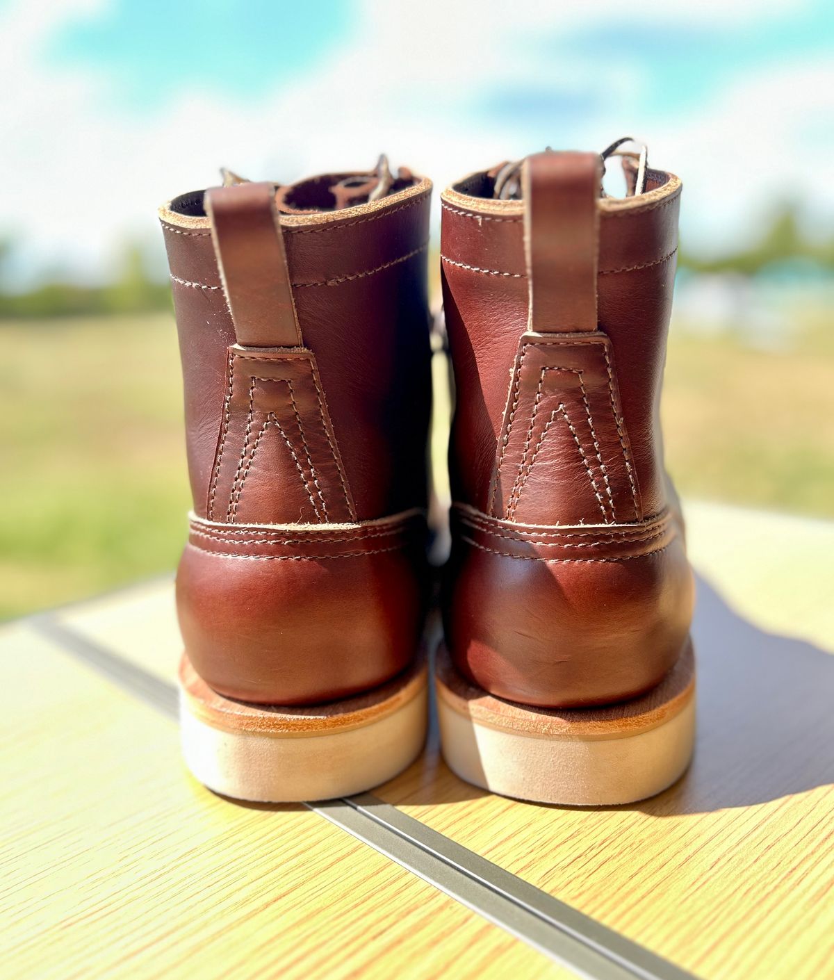 Photo by JRod7101 on October 3, 2025 of the Nicks Moc Toe in Horween Shackelton  Brown.