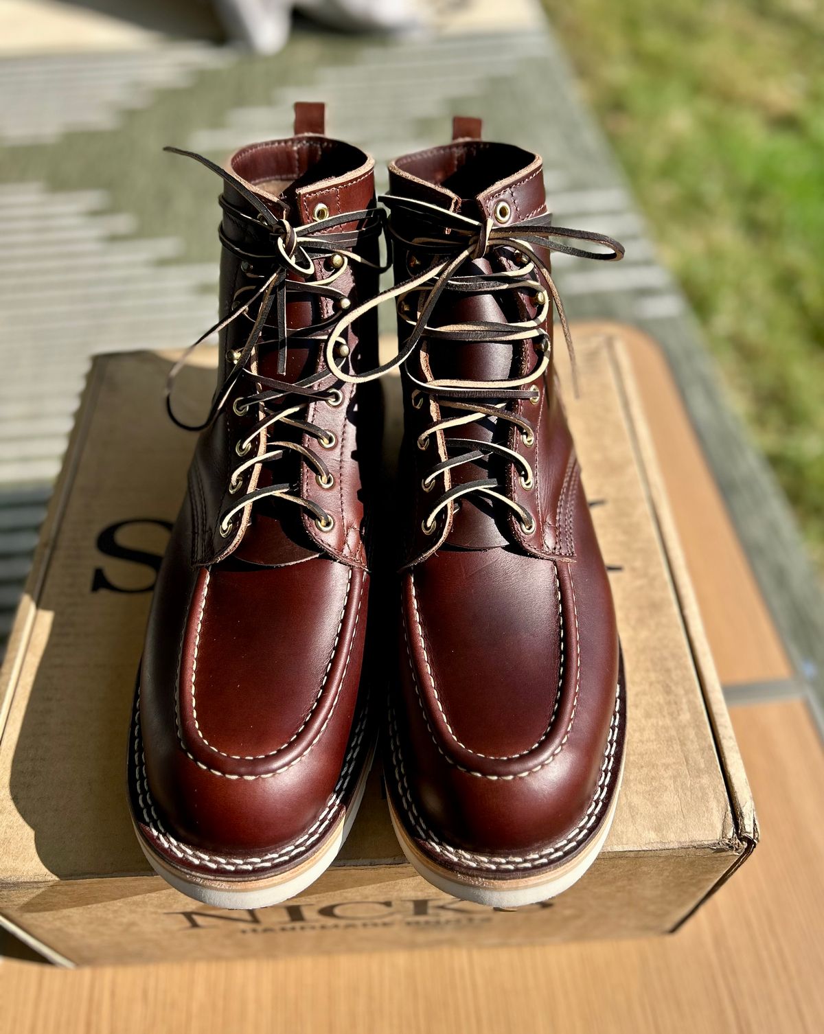 Photo by JRod7101 on October 1, 2025 of the Nicks Moc Toe in Horween Shackelton  Brown.