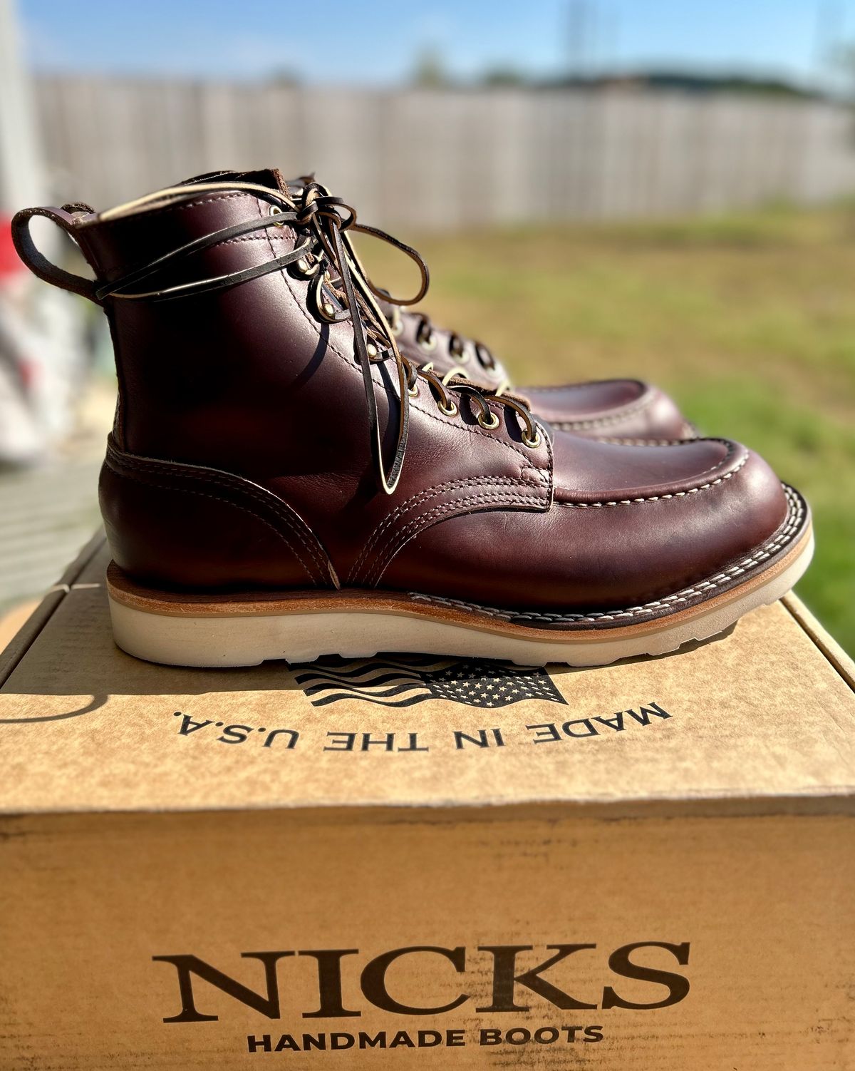 Photo by JRod7101 on October 1, 2025 of the Nicks Moc Toe in Horween Shackelton  Brown.