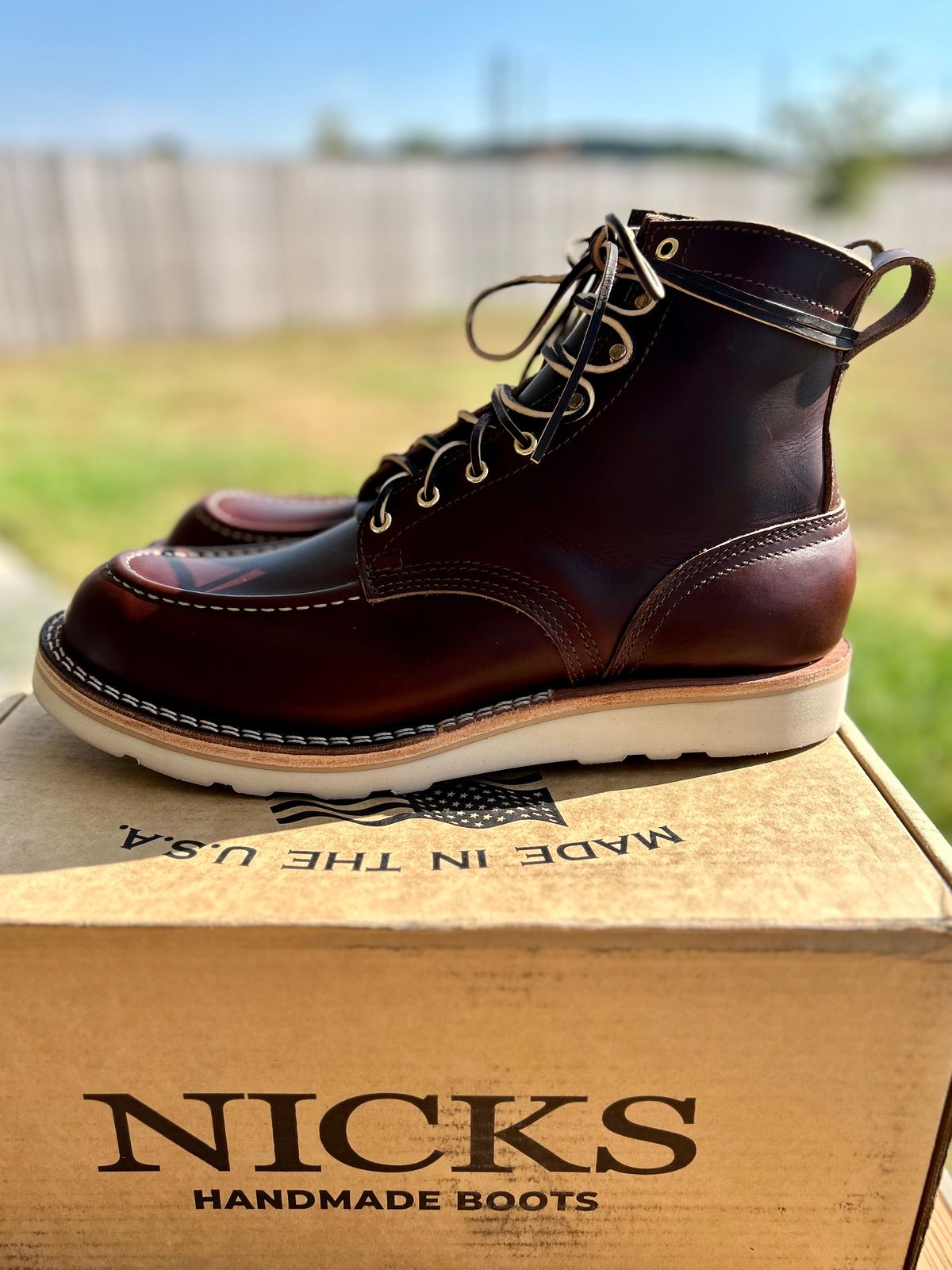 Photo by JRod7101 on October 1, 2025 of the Nicks Moc Toe in Horween Shackelton  Brown.