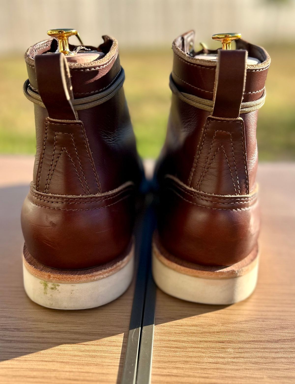 Photo by BigandTall_Times on November 3, 2025 of the Nicks Moc Toe in Horween Shackelton  Brown.