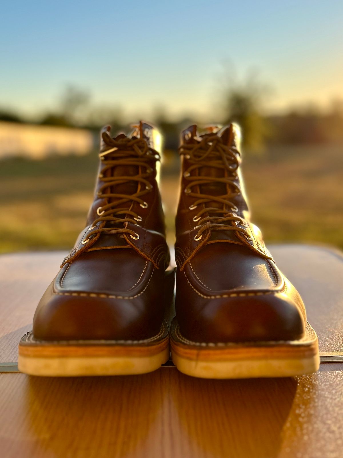 Photo by BigandTall_Times on November 3, 2025 of the Nicks Moc Toe in Horween Shackelton  Brown.