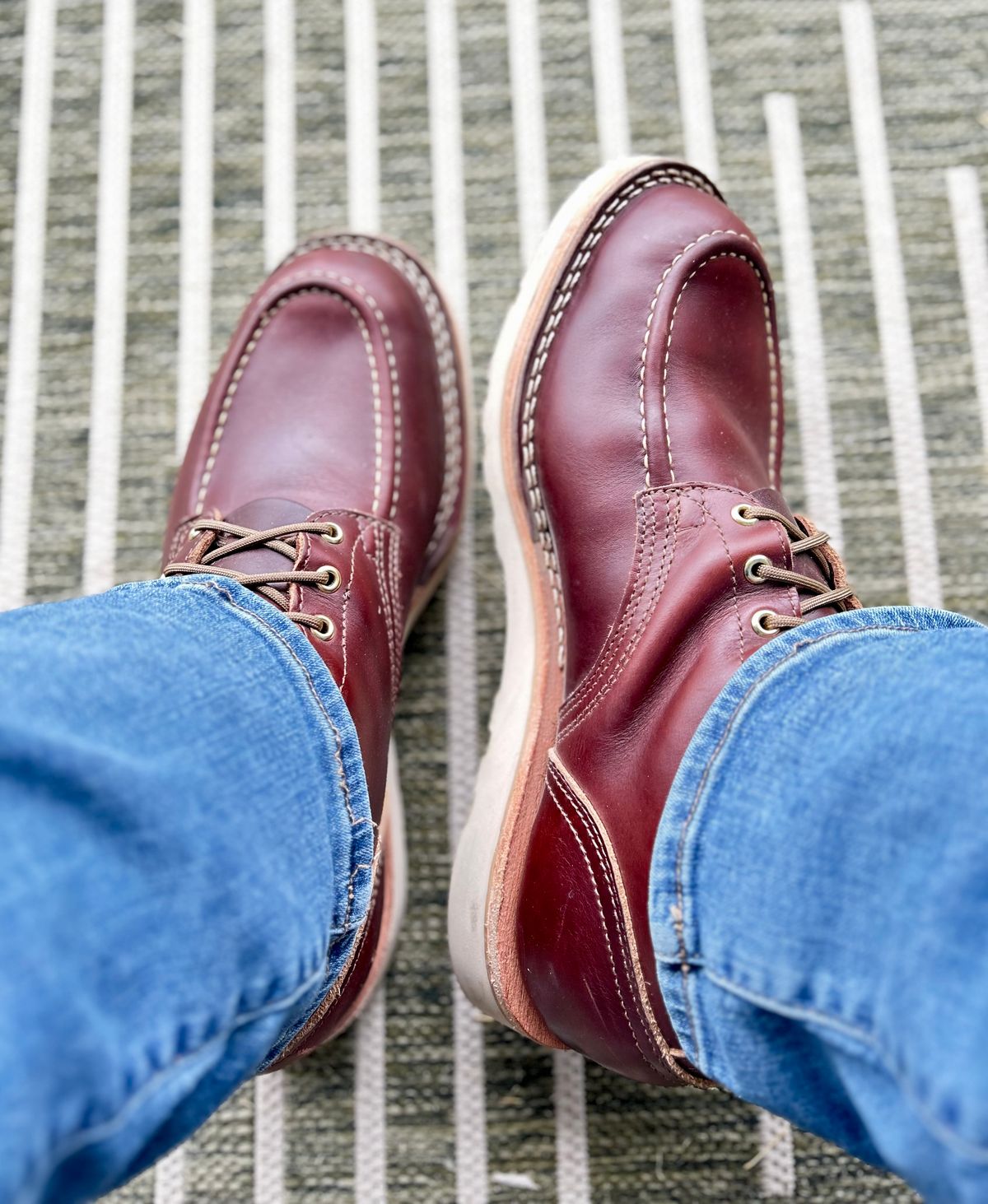 Photo by BigandTall_Times on December 4, 2025 of the Nicks Moc Toe in Horween Shackelton  Brown.