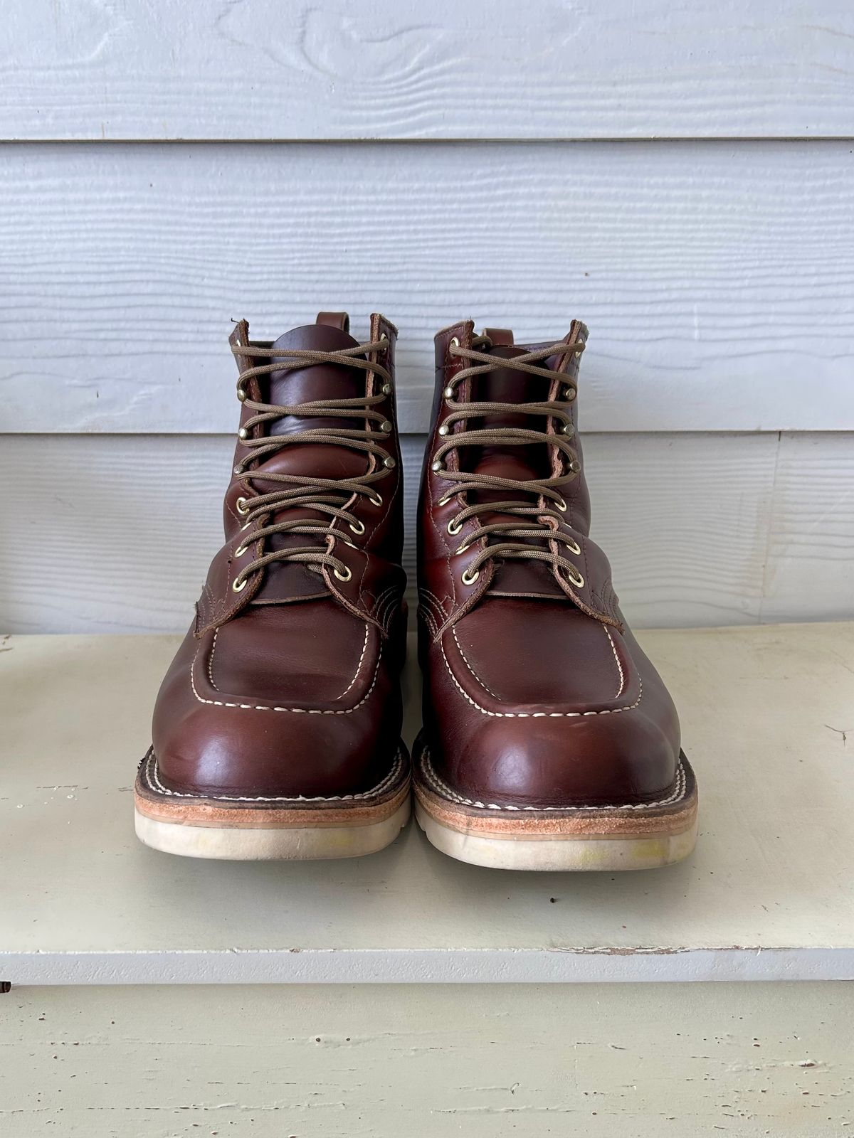 Photo by BigandTall_Times on December 4, 2025 of the Nicks Moc Toe in Horween Shackelton  Brown.