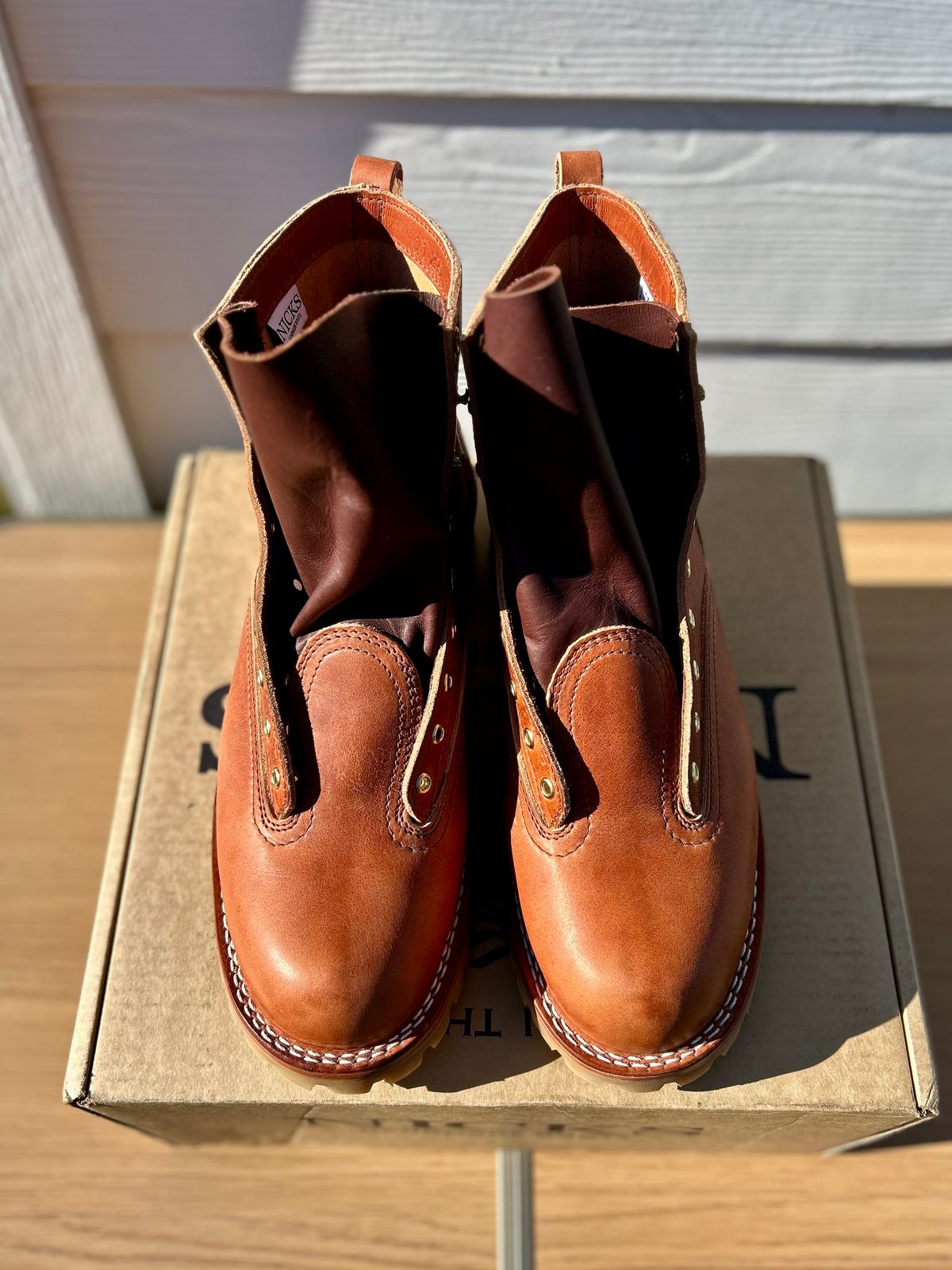 Photo by BigandTall_Times on December 9, 2025 of the Nicks MTO in Horween English Tan Dublin.