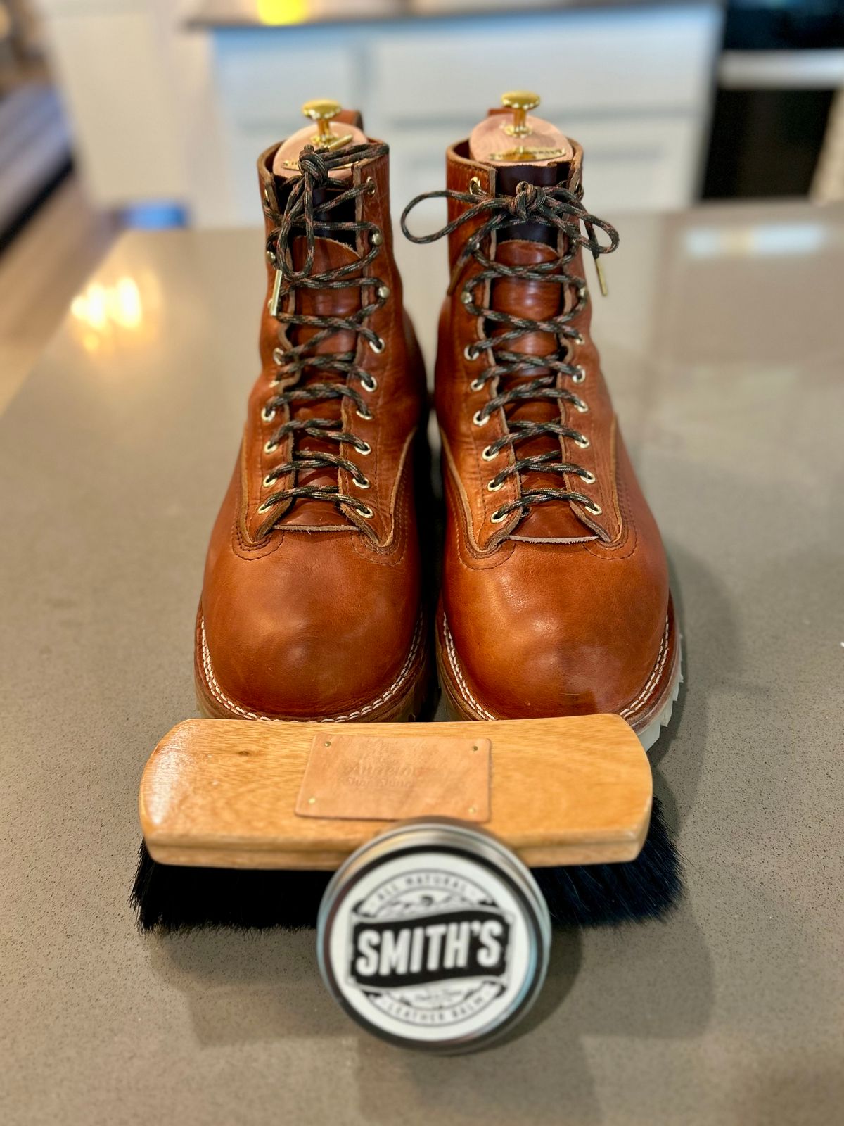 Photo by BigandTall_Times on April 6, 2026 of the Nicks MTO in Horween English Tan Dublin.