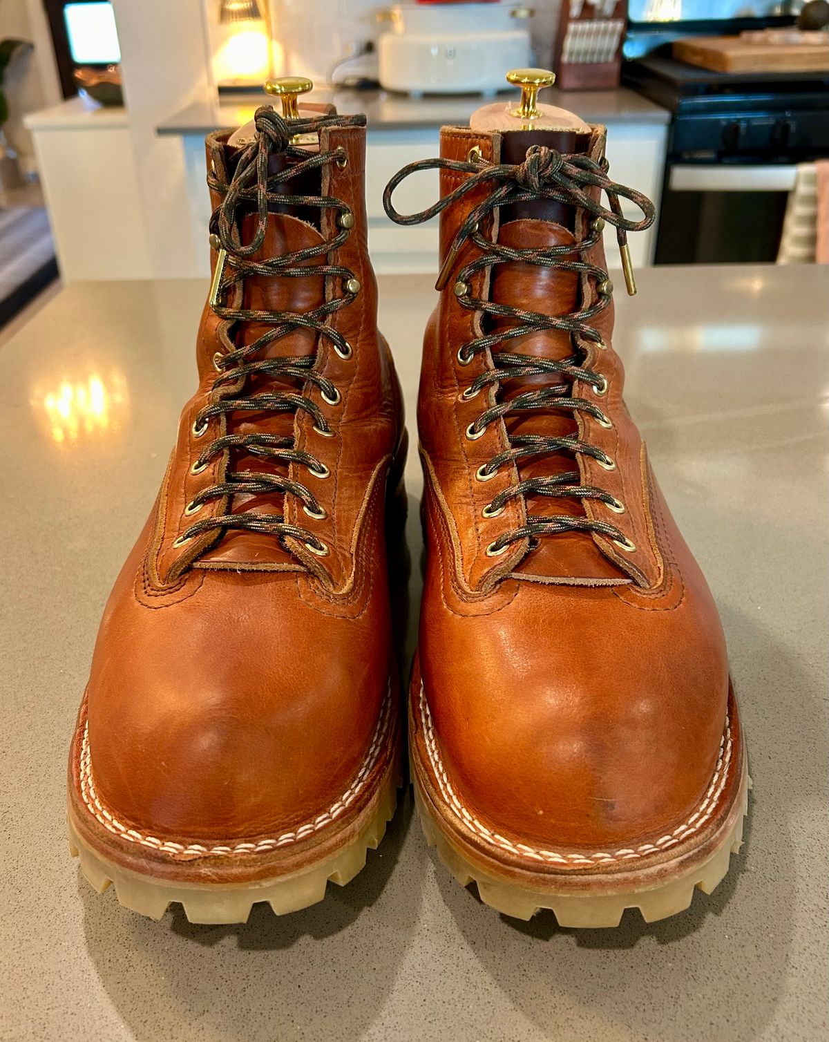 Photo by BigandTall_Times on April 6, 2026 of the Nicks MTO in Horween English Tan Dublin.