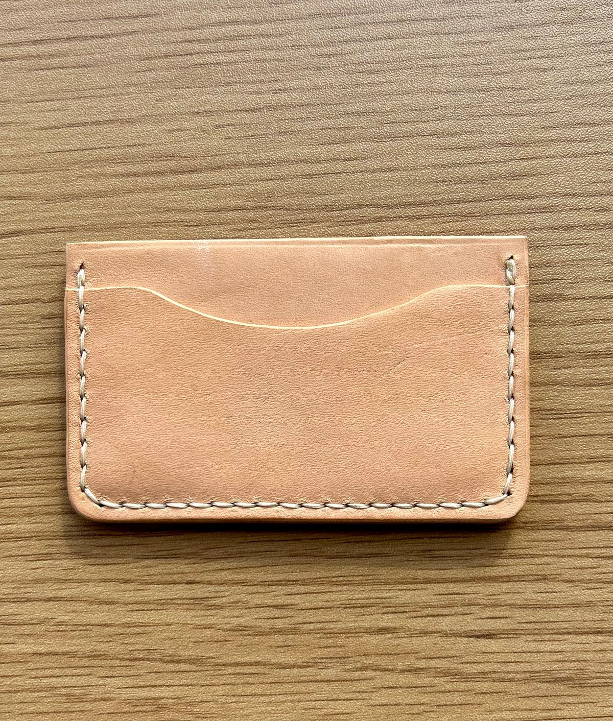 Photo by BigandTall_Times on October 7, 2025 of the Greenleaf Leather Project 7 Card Holder in Herman and Oak Natural Veg Tanned.