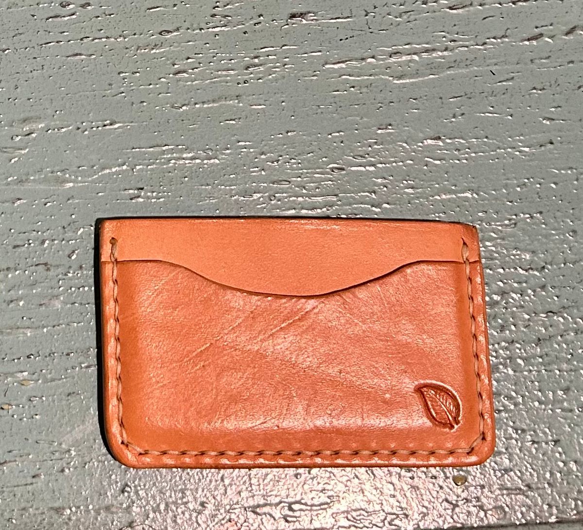 Photo by BigandTall_Times on January 5, 2026 of the Greenleaf Leather Project 7 Card Holder in Herman and Oak Natural Veg Tanned.