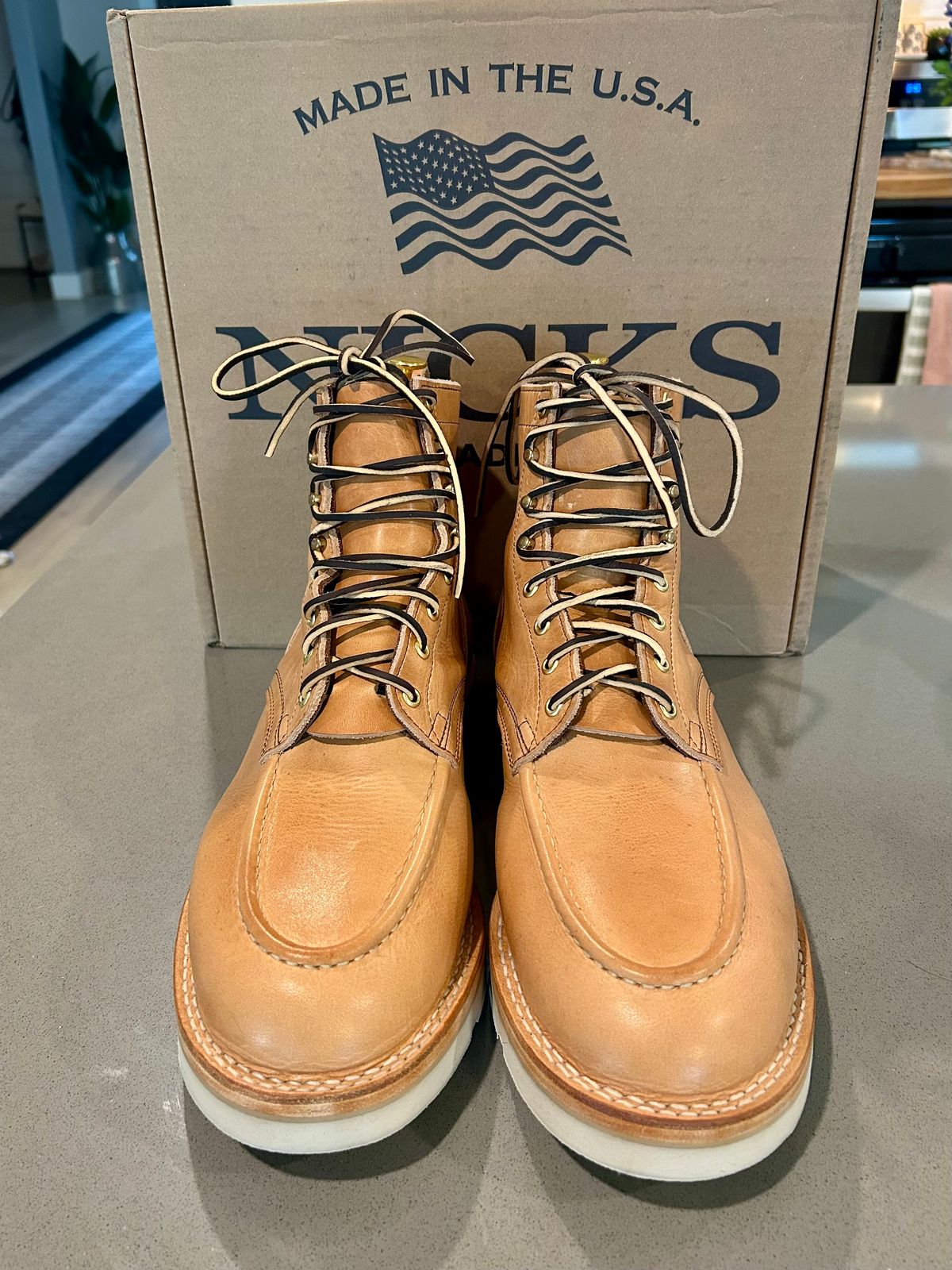 Photo by BigandTall_Times on March 20, 2026 of the Nicks Moc Toe in Horween Light Natural Dublin.