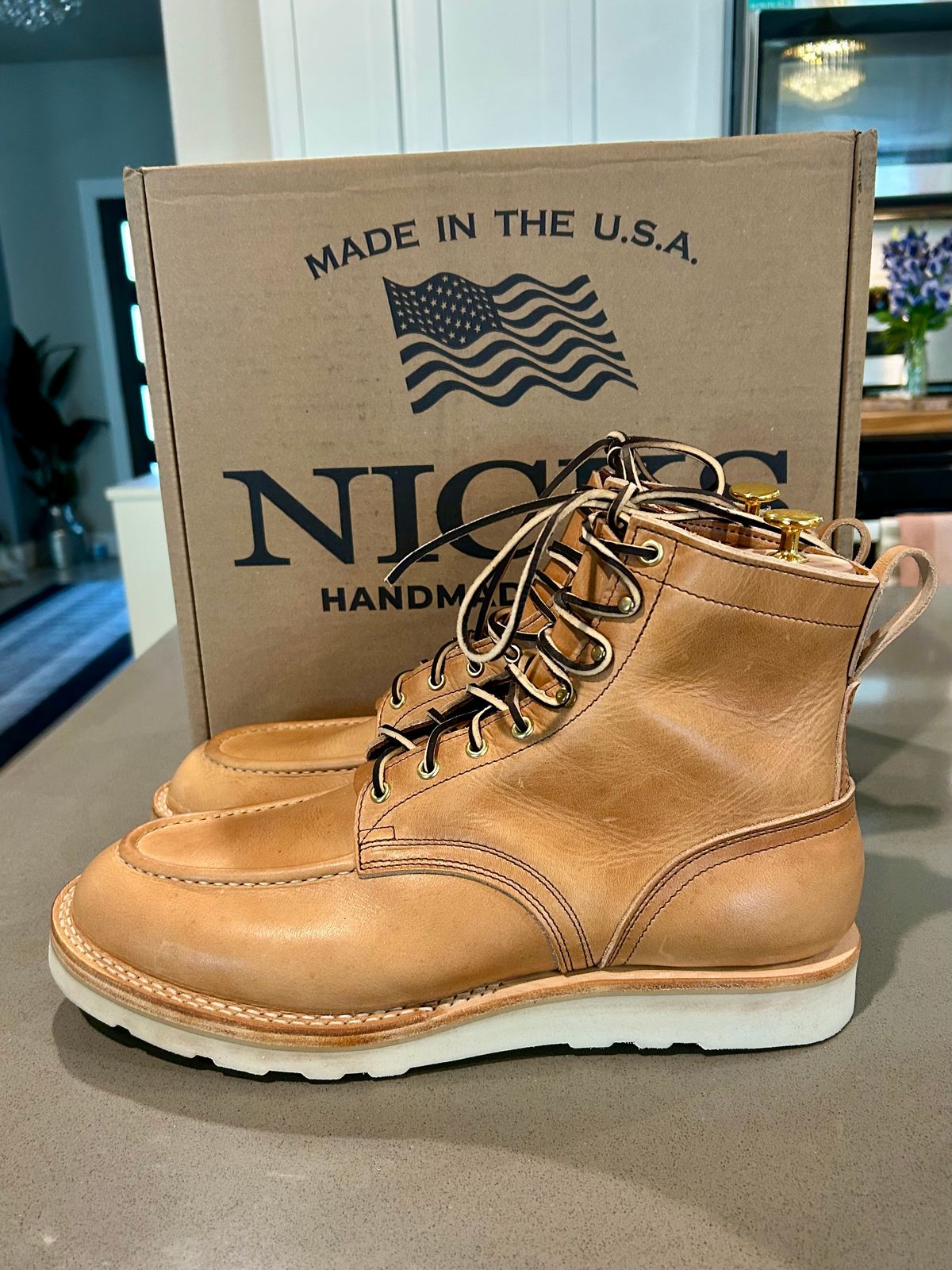 Photo by BigandTall_Times on March 20, 2026 of the Nicks Moc Toe in Horween Light Natural Dublin.