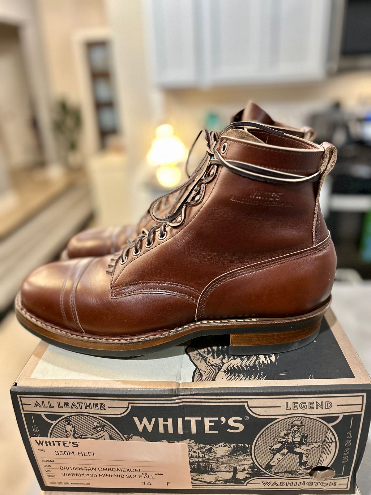 Photo by JRod7101 on July 17, 2025 of the White's Original 350 Cruiser Cap Toe in Horween British Tan Chromexcel.
