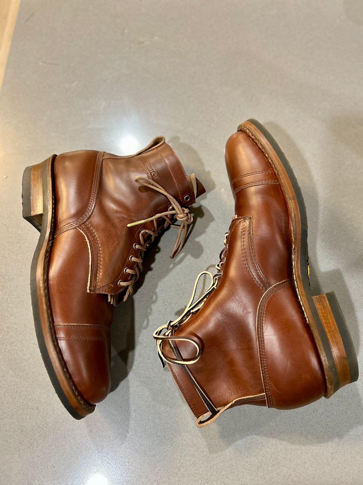 Photo by JRod7101 on July 17, 2025 of the White's Original 350 Cruiser Cap Toe in Horween British Tan Chromexcel.
