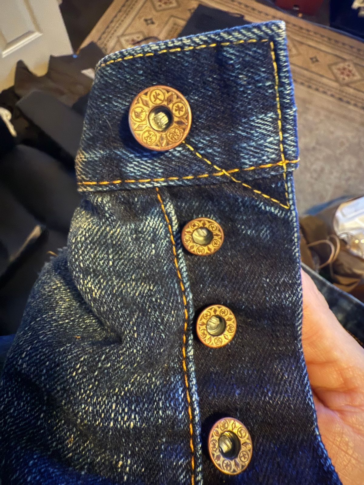 Photo by cabournmallory on June 2, 2025 of the Samurai Jeans S511GX-M 'Water' in Custom 17 Oz Double Indigo Denim Wth Natural Indigo Weft.