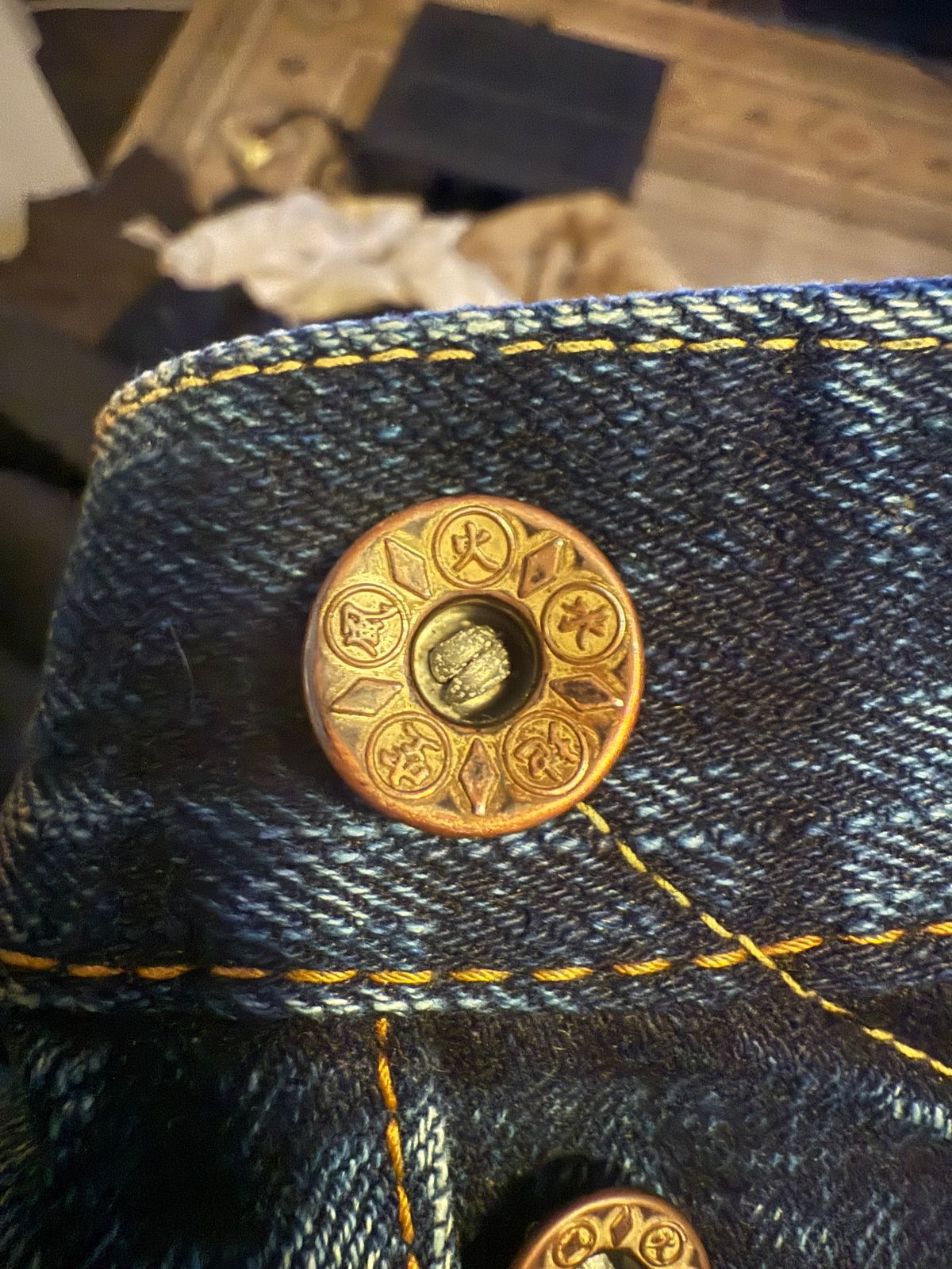 Photo by cabournmallory on June 2, 2025 of the Samurai Jeans S511GX-M 'Water' in Custom 17 Oz Double Indigo Denim Wth Natural Indigo Weft.