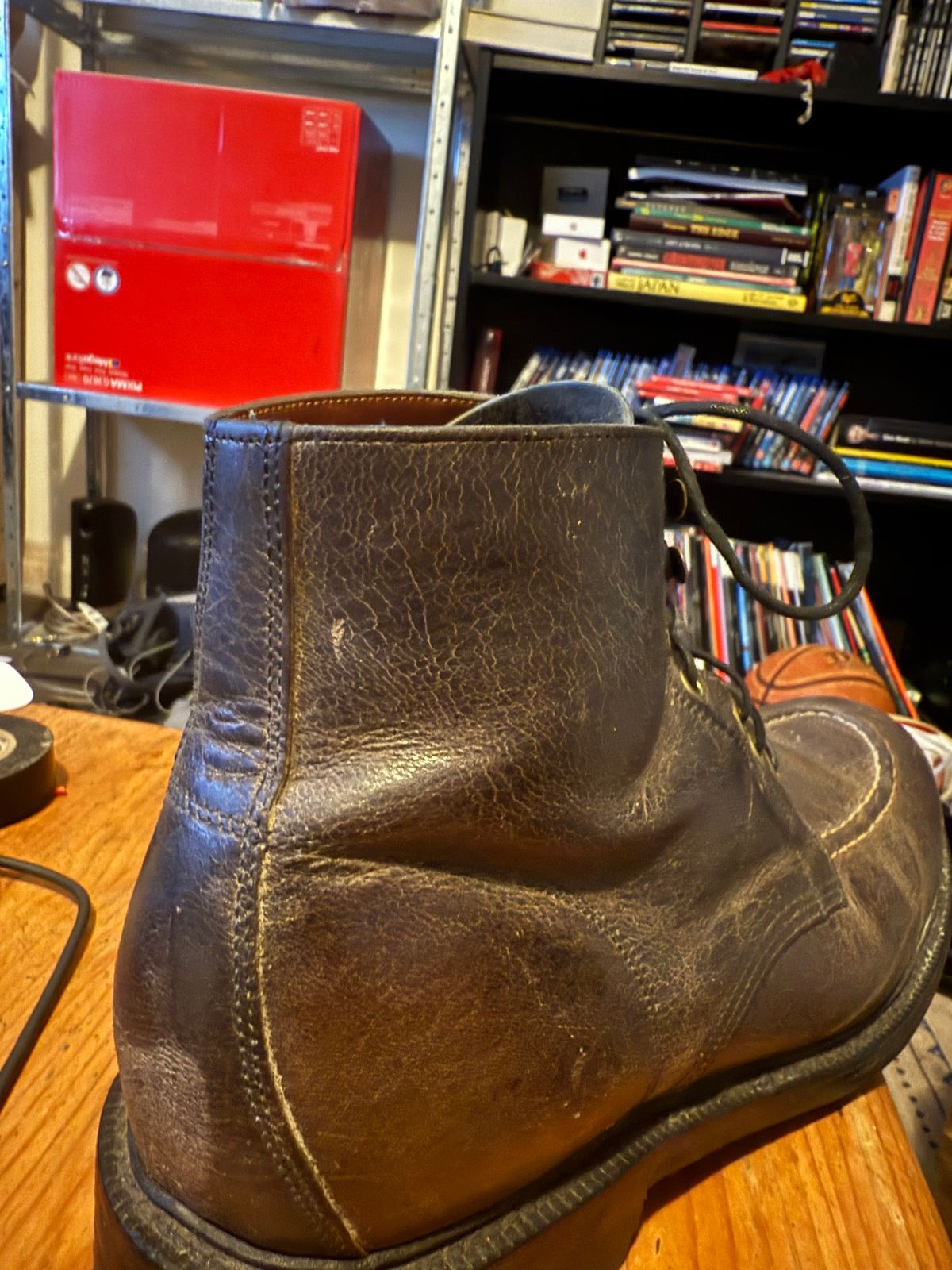 Photo by cabournmallory on June 2, 2025 of the Grant Stone Brass Boot in Black Waxed Deer.