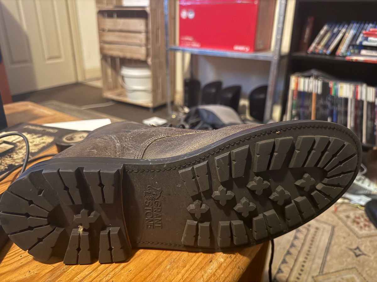 Photo by cabournmallory on June 2, 2025 of the Grant Stone Brass Boot in Black Waxed Deer.