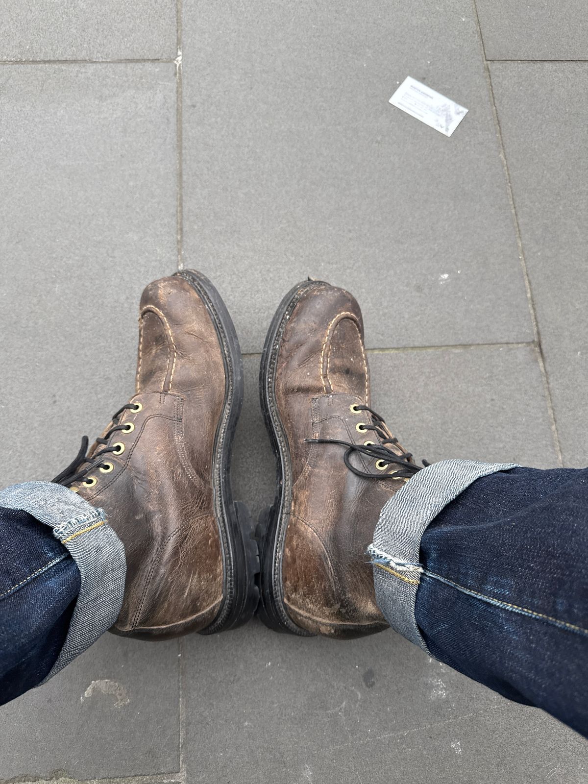 Photo by cabournmallory on August 25, 2025 of the Grant Stone Brass Boot in Black Waxed Deer.