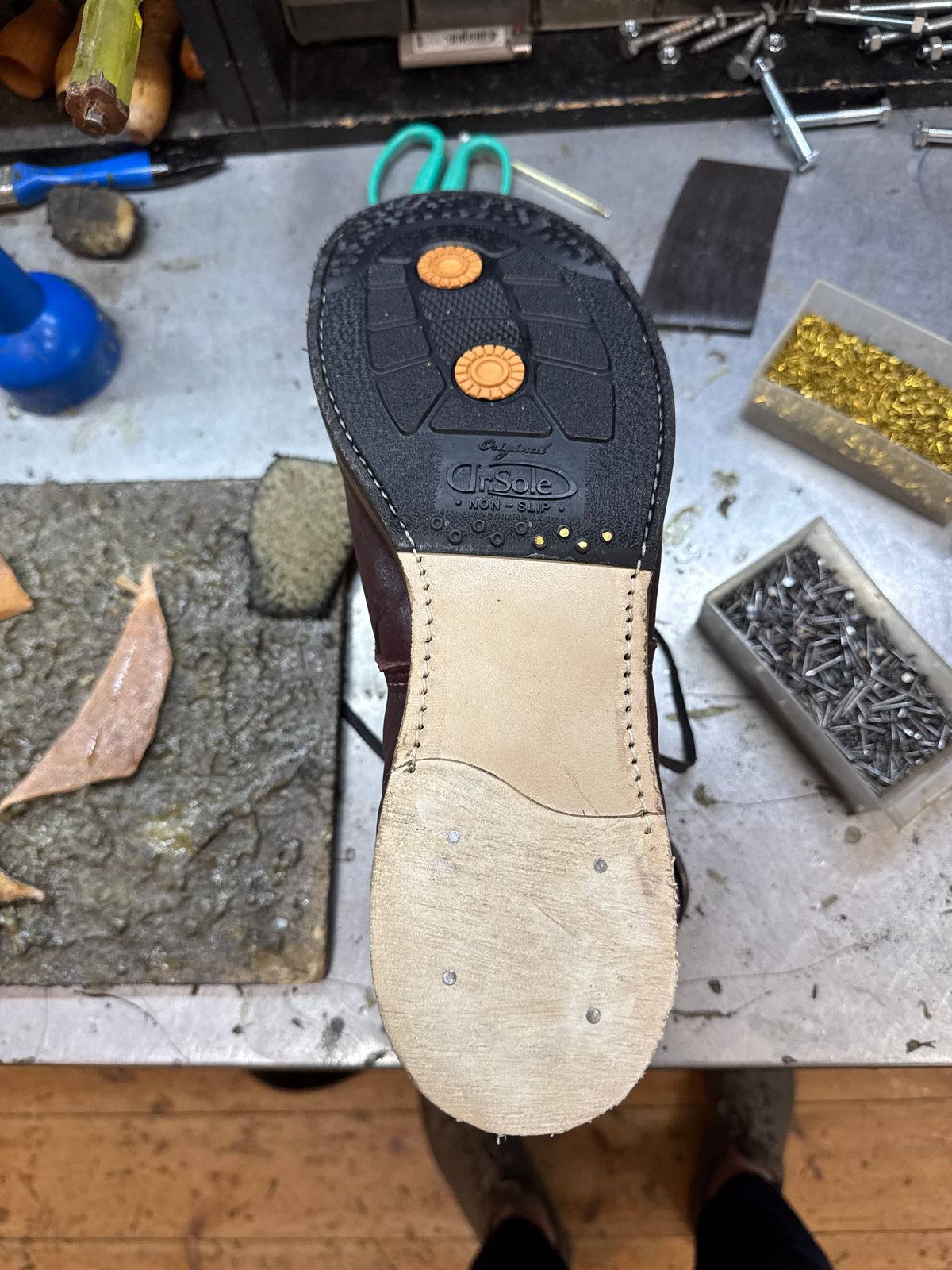 Photo by cabournmallory on June 23, 2025 of the Red Wing Beckman in S.B. Foot Black Cherry Featherstone.