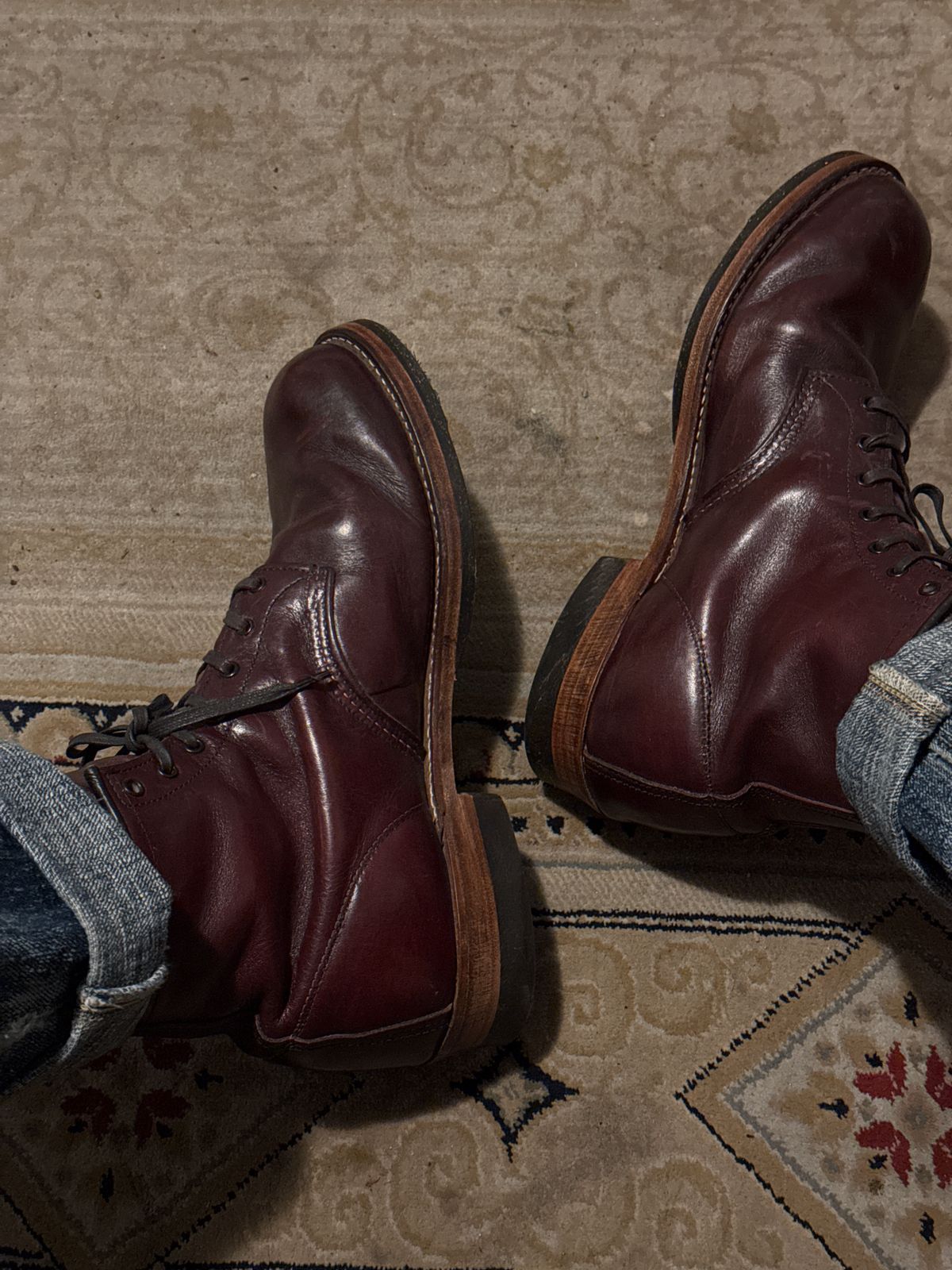 Photo by cabournmallory on June 26, 2025 of the Red Wing Beckman in S.B. Foot Black Cherry Featherstone.