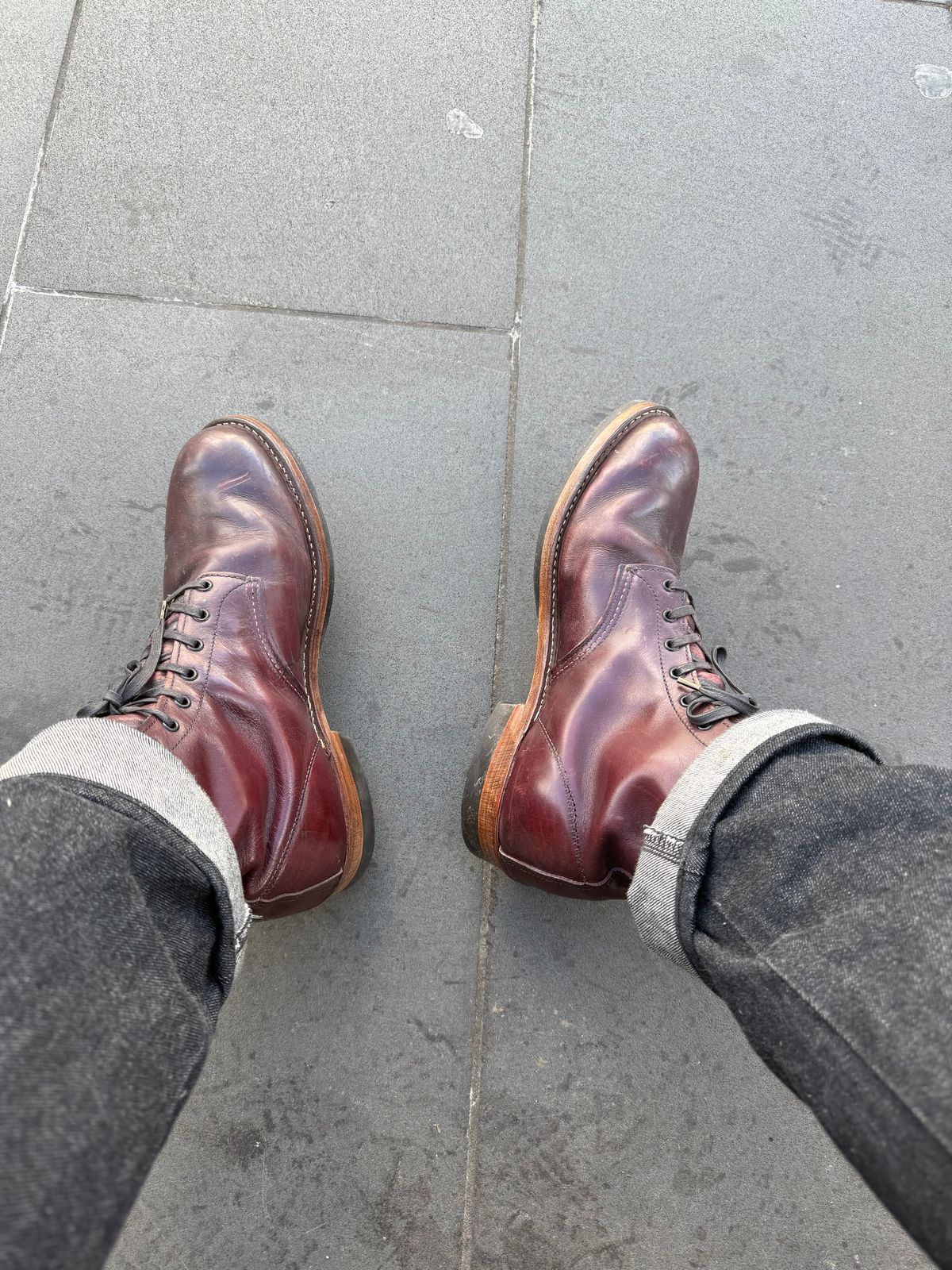 Photo by cabournmallory on June 30, 2025 of the Red Wing Beckman in S.B. Foot Black Cherry Featherstone.