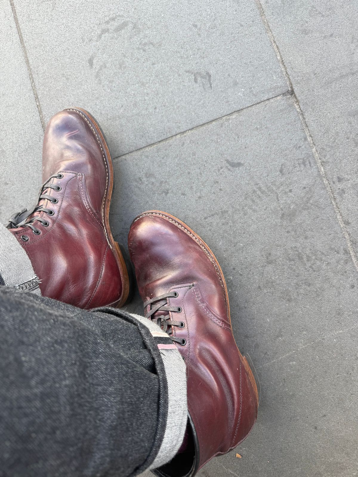Photo by cabournmallory on June 30, 2025 of the Red Wing Beckman in S.B. Foot Black Cherry Featherstone.