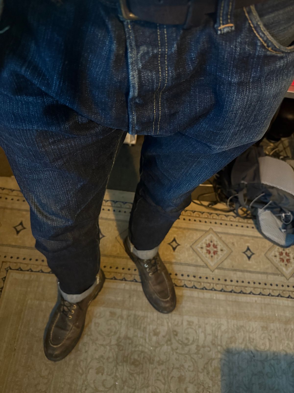 Photo by cabournmallory on June 2, 2025 of the The Flat Head RJB in 14.5oz Left Hand Twill Japanese Selvedge.