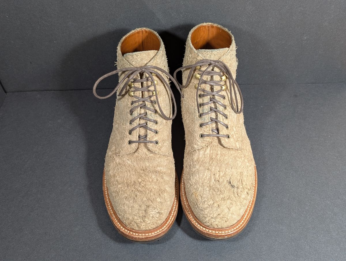 Photo by Genghis_Khant on February 3, 2026 of the Grant Stone Edward Boot in C.F. Stead Milkshake Rough Mohawk Suede.